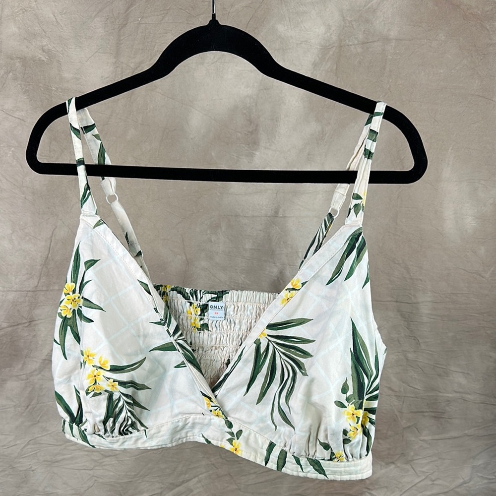 Old Navy White and Green Wrap Camisole
